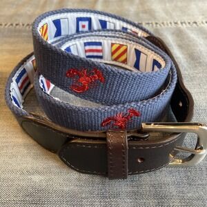 Castaway Nantucket Lobster Embroidered Leather Belt Size 44